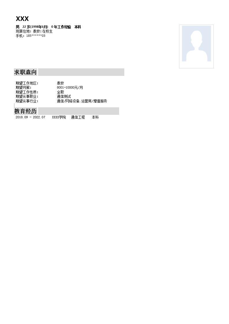 1092_通信工程网络测试营运相关岗位求职简历模板  - 通信工程简历模板